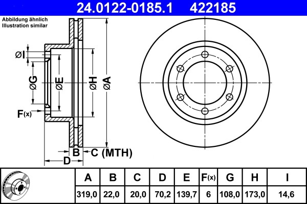 ATE 24.0122-0185.1 Brake Disc for Toyota gallery