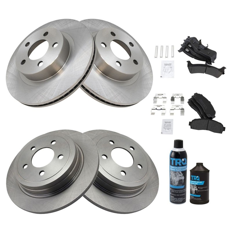 TRQ Front Rear Semi Metallic Brake Pad & Rotor Kit w/Chemicals for Sport Trac gallery