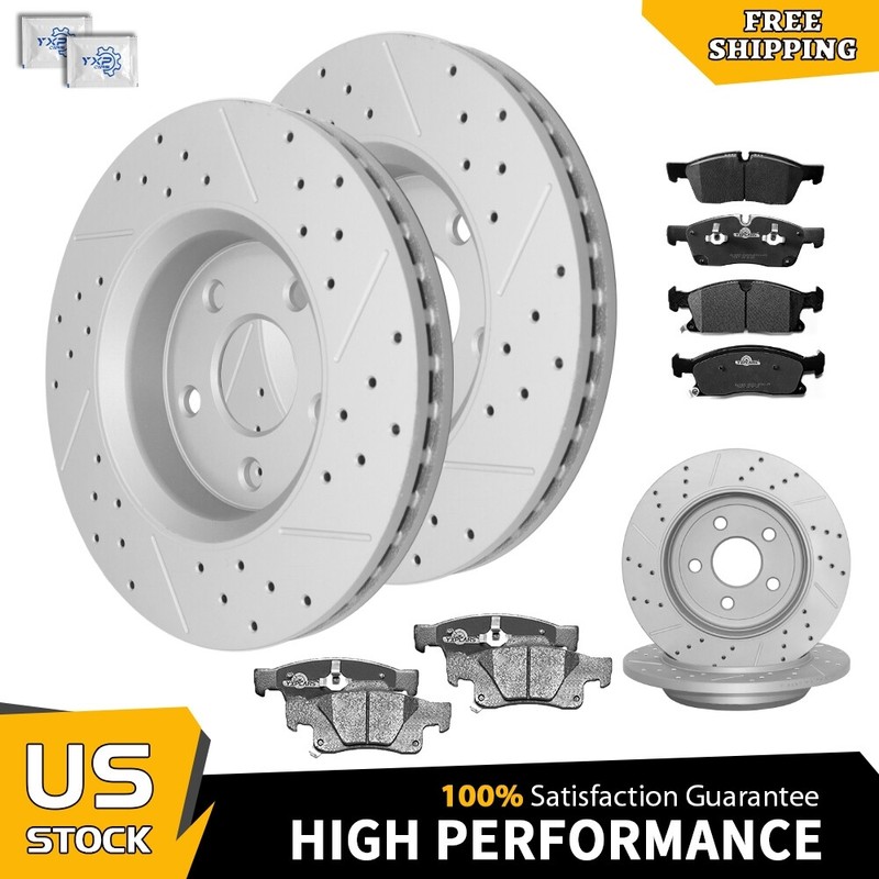 330mm Front & Rear Drilled Rotors Brake Pads for Dodge Durango Grand Cherokee