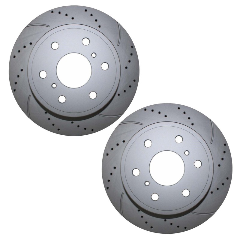 Bison Performance Pair Set 2 Rear Drilled 345mm Brake Rotors for Caddy Chevy GMC