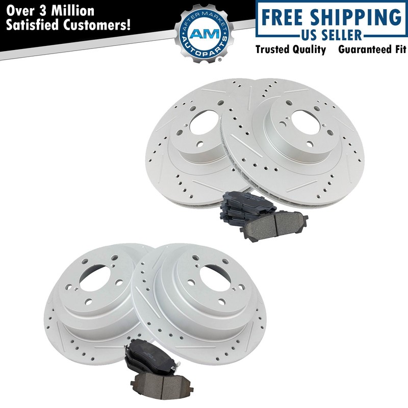 Front & Rear Performance Drilled Slotted Rotor & Ceramic Brake Pad Kit