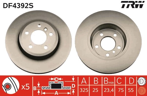 2X DF4392S TRW Brake Disc for BMW