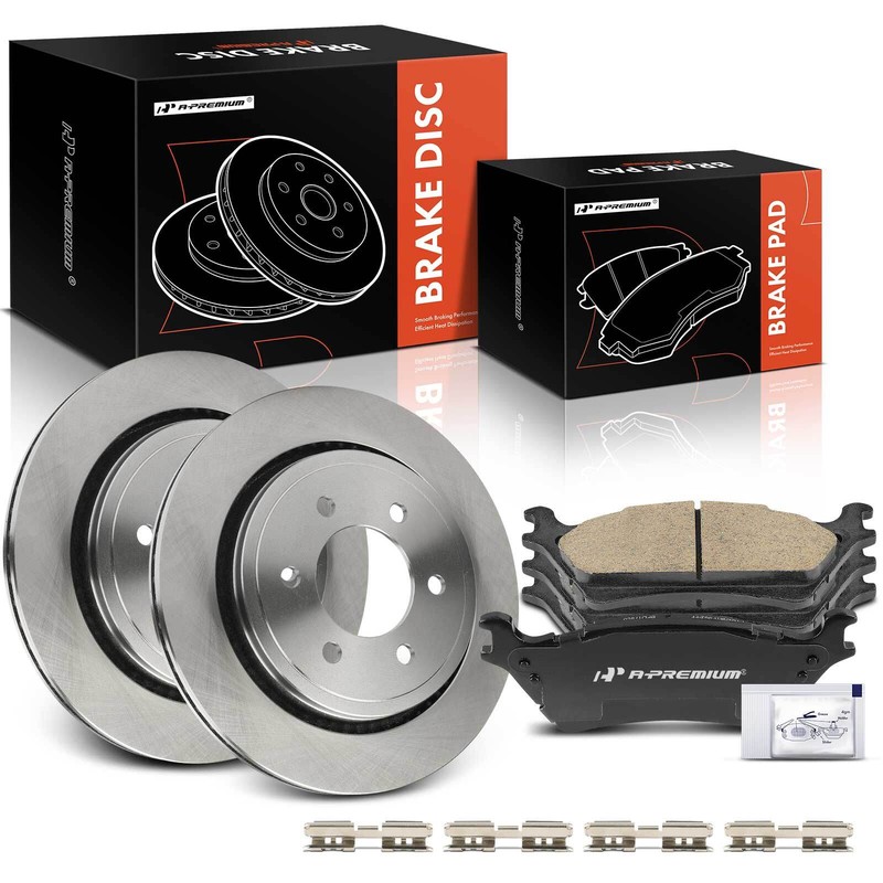 6Pcs Rear Disc Brake Rotors + Ceramic Brake Pads for Ford F-150 2015 2016 2017