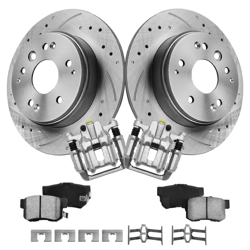 Brake Calipers Rear And Rotors Ceramic Pad For 2003 2004 2005-2011 Honda Element gallery