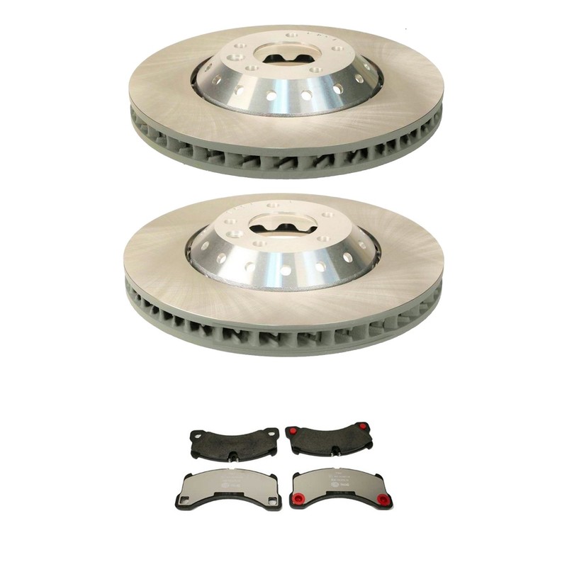SHW Performance Front Rotors & Hella Low-Met Disc Brake Pad Kit for Cayenne AWD