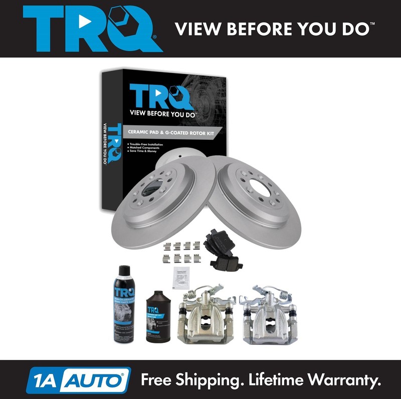 TRQ Rear Brake Pad & Rotor Kit Ceramic Premium G-Coated for Ford Mercury