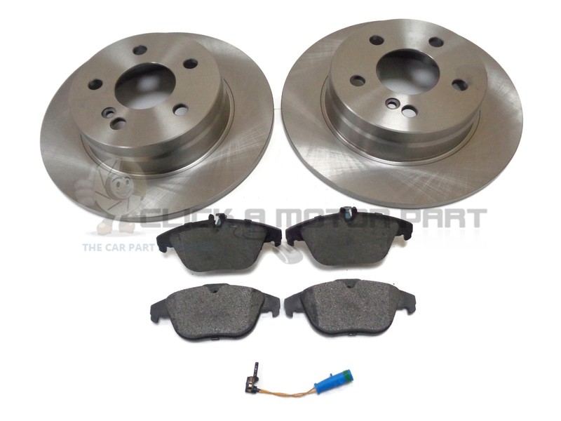 Rear 2 Brake Discs & Pads And Sensor (Check Size) Mercedes C180 C200 CDi 07-13