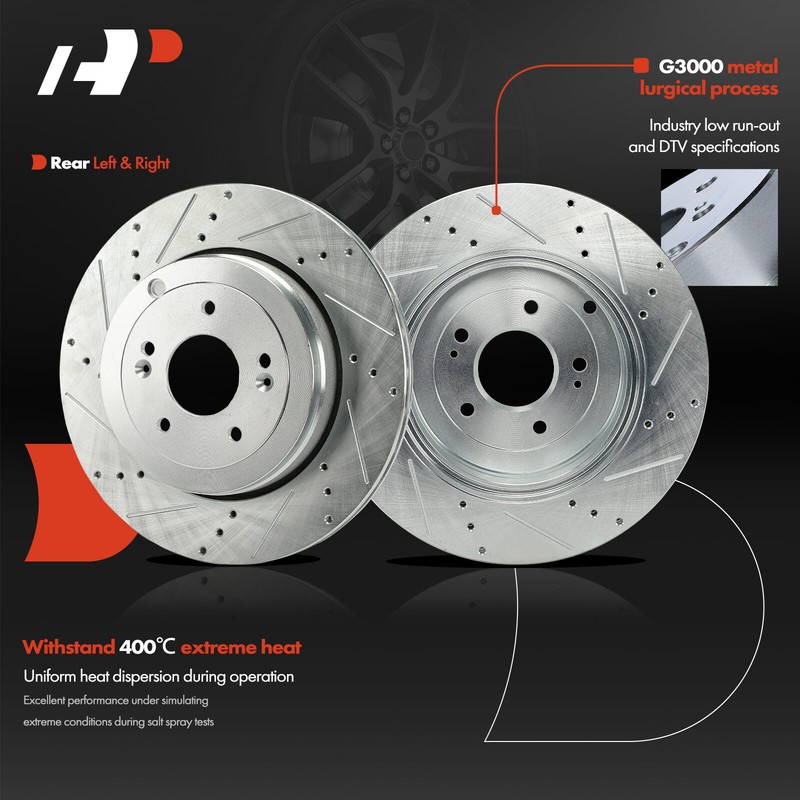 A-Premium 4x Front & Rear Drilled Brake Rotors for Hyundai Genesis Coupe 10-16 gallery
