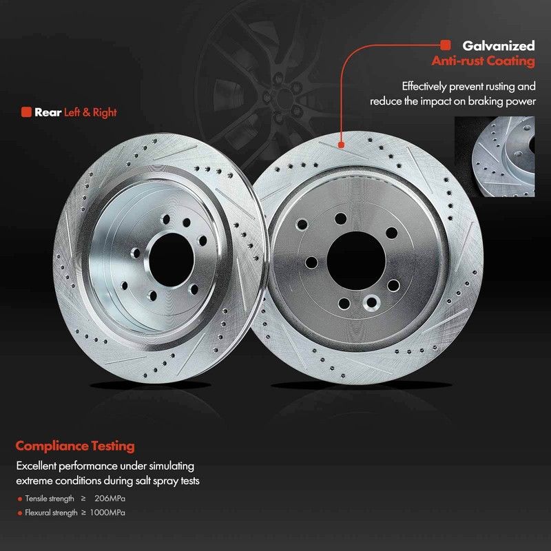 12x Front & Rear Drilled Rotors & Brake Pad for Land Rover LR4 Range Rover Sport gallery