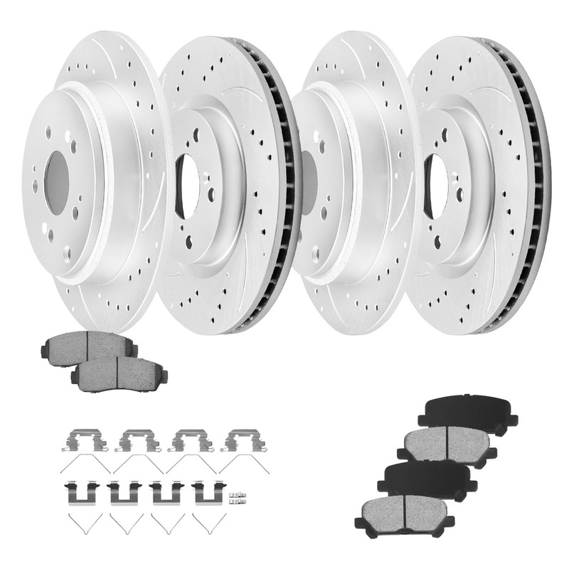320mm Front Rear Drilled Slotted Brake Rotors Ceramic Pads for Honda Odyssey V6