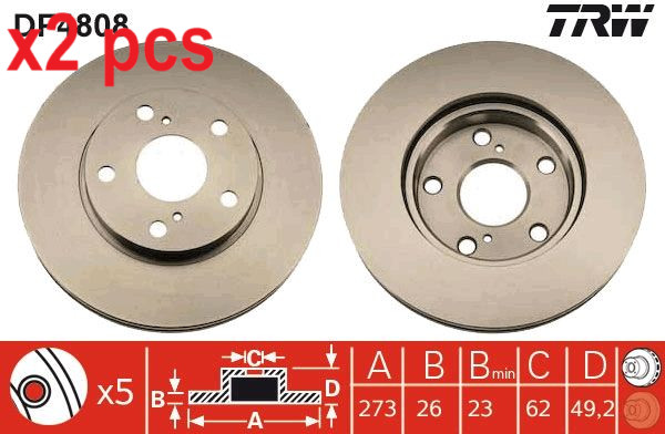 X2 PCS L&R SIDES BRAKE DISC DF4808