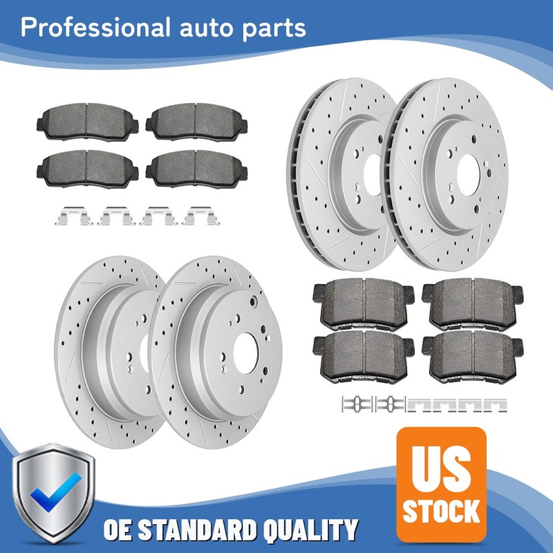 Front Rear Brake Disc Rotors Ceramic Pads Set For Acura RDX Honda CR-V 2007-2011