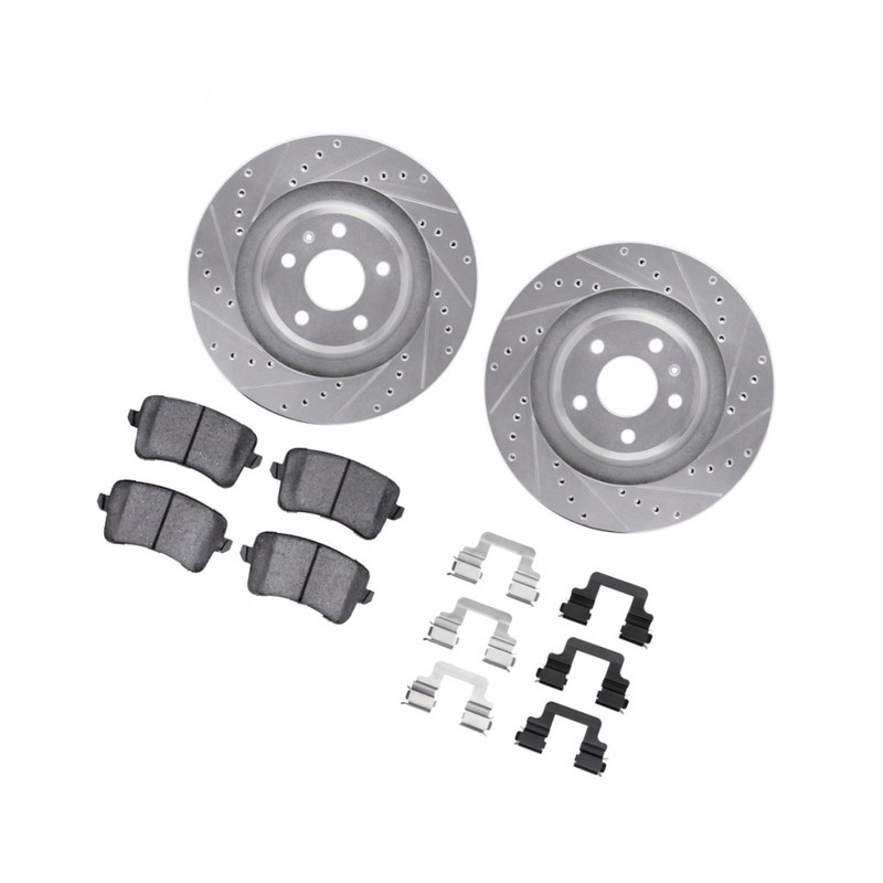 For Audi S5 2008-2017 Rotor Set | Silver | Drilled And Slotted Rotor Style gallery