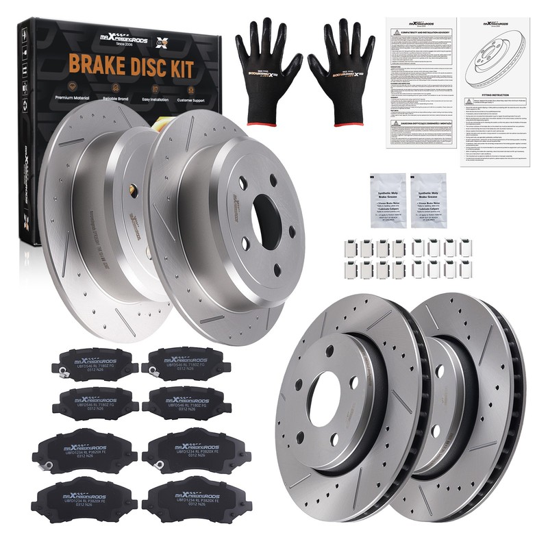 Front Rear Brake Rotors Ceramic Pads Set for Jeep Wrangler 2007-2017 D1273 D1274