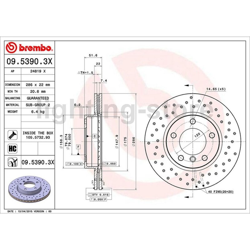 Brembo 6X Front Rear Disc Brake Pad Set Disc Brake Rotor For 2000-2000 BMW 323i gallery
