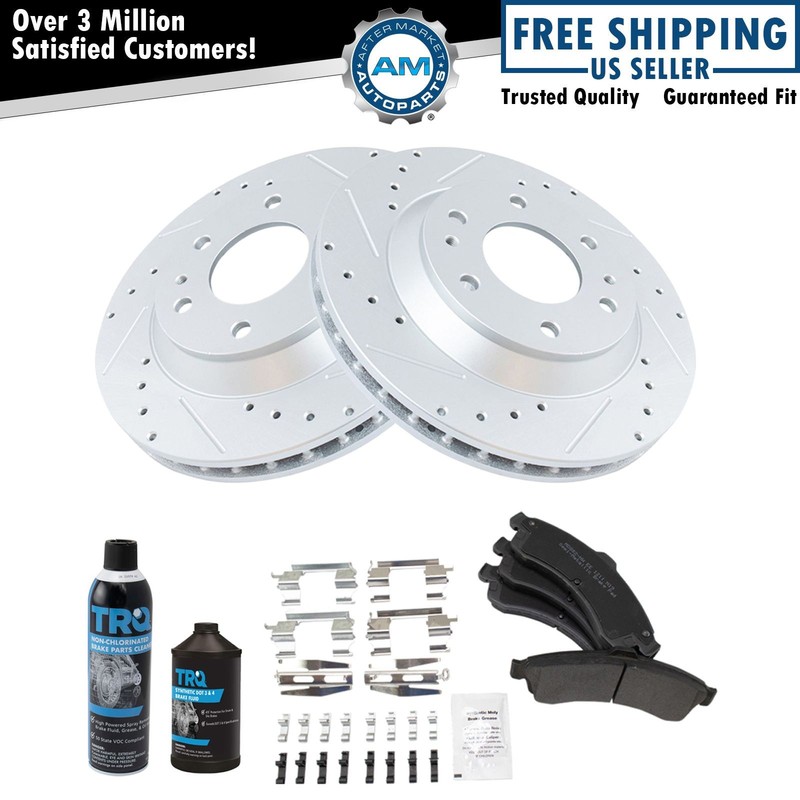 Front Performance & Brake Rotor & Metallic Pad Kit w/Chemicals