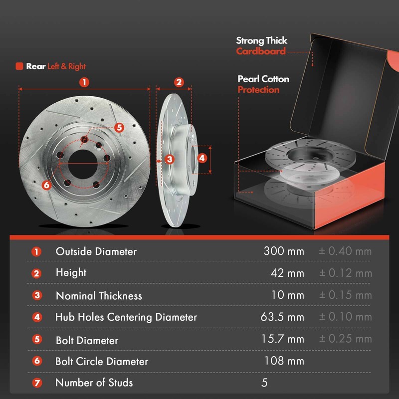 Front & Rear Drilled Brake Rotors & Ceramic Brake Pads for Jaguar E-Pace 18-19 gallery