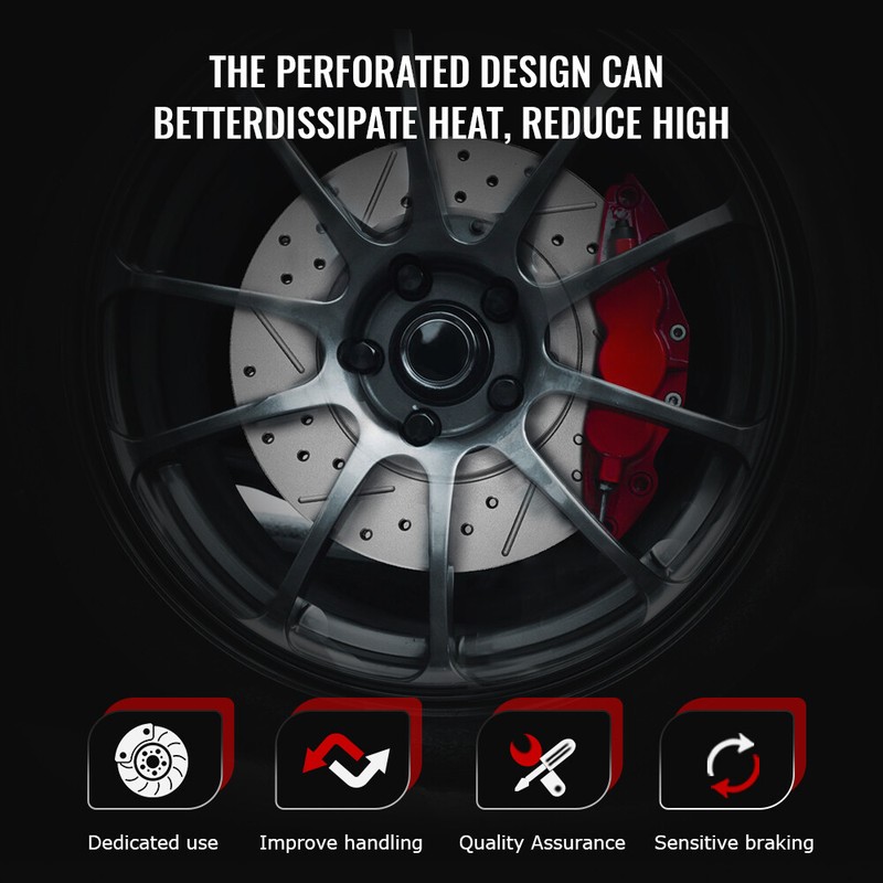 Front and Rear Drilled Brake Rotors & Ceramic Pads for Ford Explorer Taurus Flex gallery