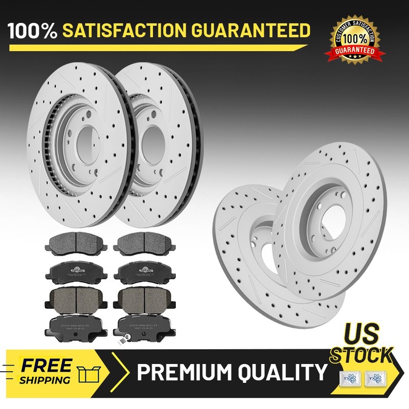 Front and Rear Disc Rotors Brake Pads for 2016- 2024 Mitsubishi Outlander Sport