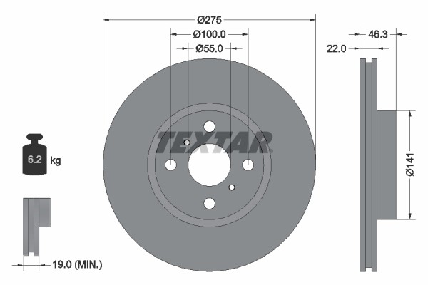 Textar 92156200 Brake Disc for Daihatsu, Toyota gallery