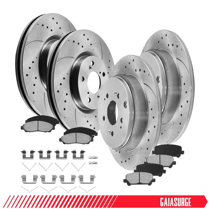 Front 330mm + Rear 334mm Brake Rotors Brake Pads For Honda Pilot Acura MDX ZDX