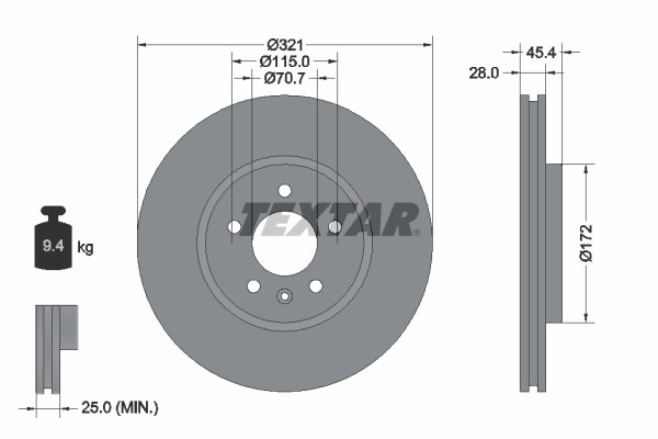 Textar 92305505 Brake Disc for Holden, Opel, Vauxhall