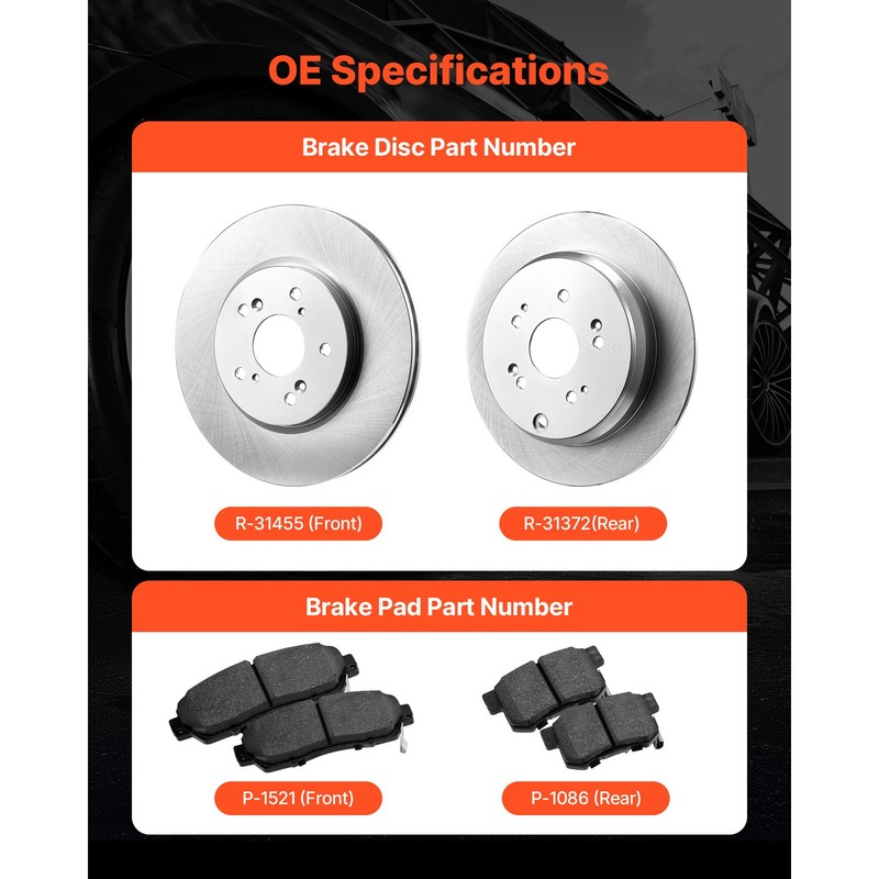 Uimoso Brake Kit for Front & Rear, Fits 2012-2016 Honda CR-V AWD Models gallery