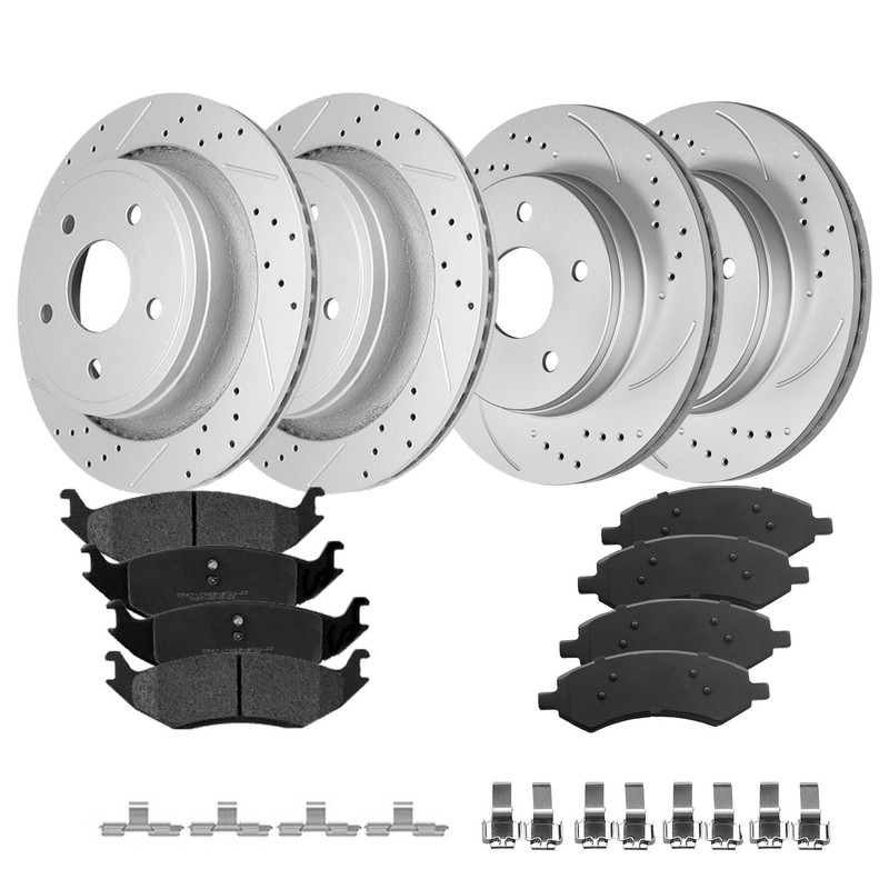 Front Rear Drilled Brake Rotors Ceramic Brake Pads for Chrysler Aspen Durango