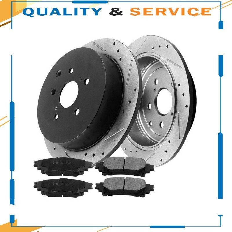 Rear Disc Brake Rotors and Brake Pads For Toyota Highlander 2011-2020 Sienna