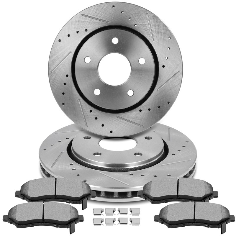 6X Front Brake Ceramic Pads Drilled Rotors Fits Dodge Grand Caravan 2008-2016