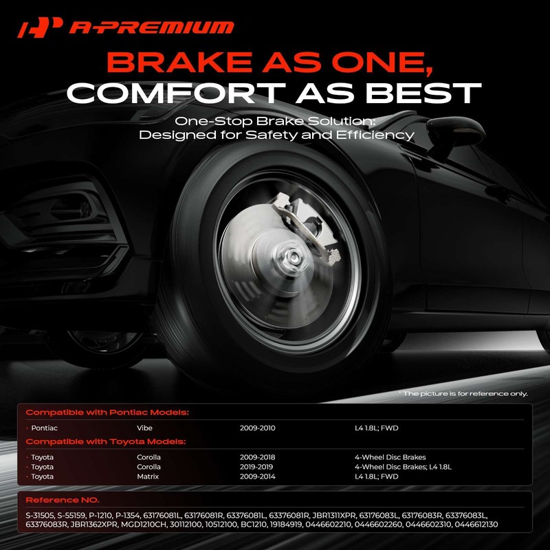 Front & Rear Drilled Rotors & Ceramic Brake Pads for Toyota Corolla Pontiac Vibe gallery