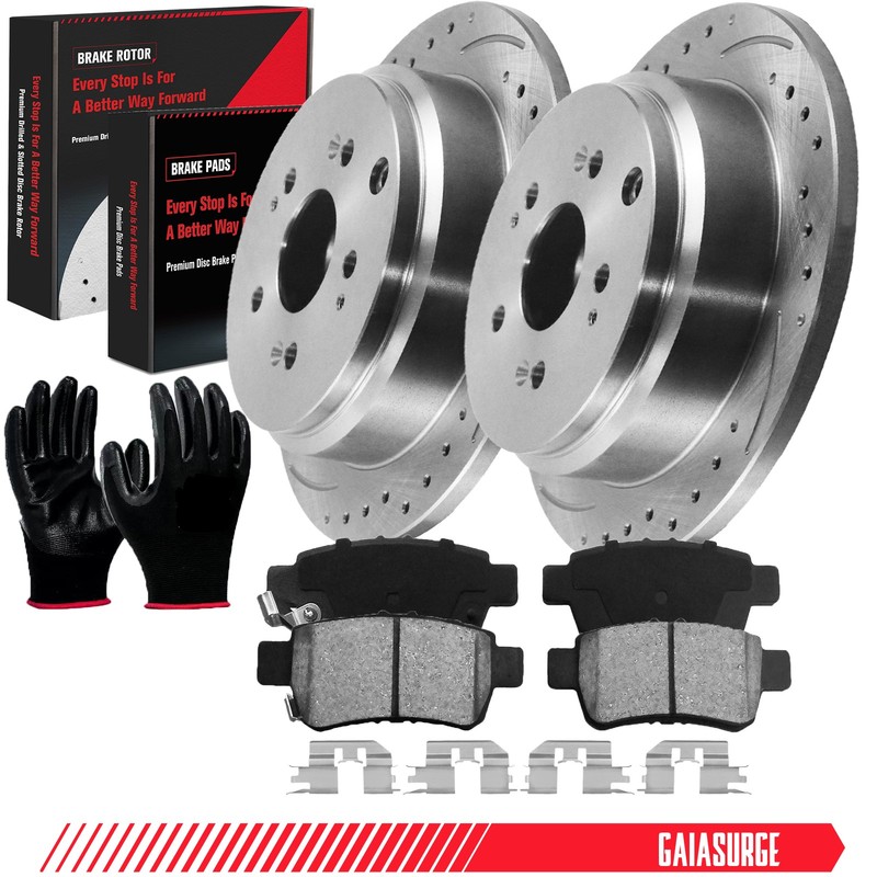 321.8mm Rear Disc Rotors Ceramic Brake Pads for Honda Odyssey 2005-2010 3.5L