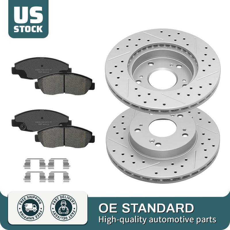 10.31 inch Front Drilled Disc Rotors + Brake Pads Kits for 2006-2011 Honda Civic