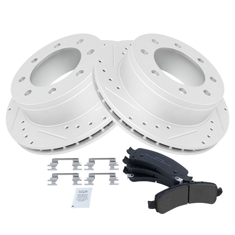 TRQ Performance Rear Brake Pad & Rotor Kit Performance Fits Chevrolet GMC gallery