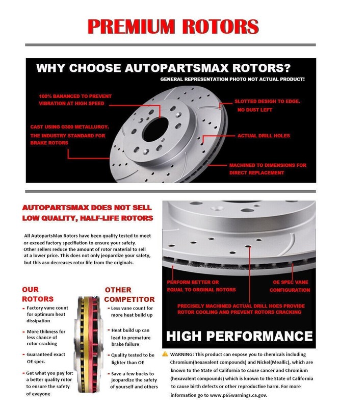 Fit for Buick Enclave Chevy Traverse Acadia Front Drilled Rotors Brakes Pads Kit gallery