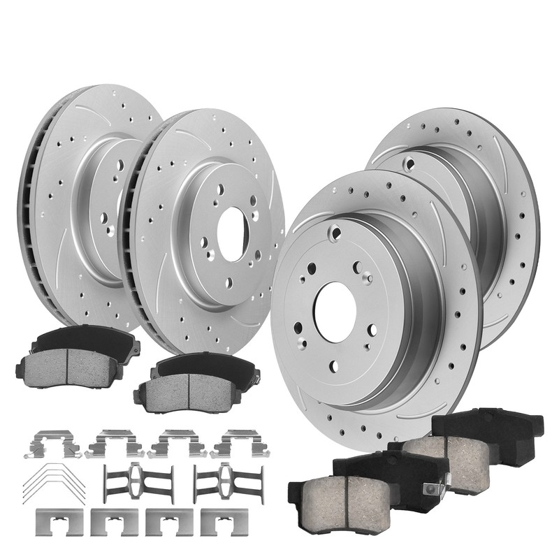Front and Rear Disc Brake Rotors Ceramic Pads Kit for Acura RDX 2007-09 10 11 12