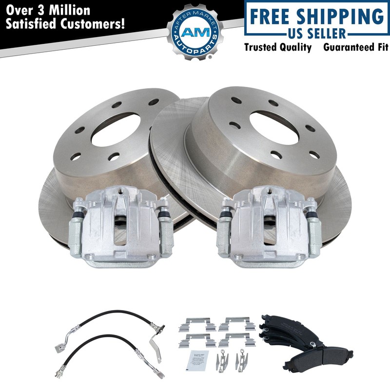 Rear Brake Pad & Rotor Kit Semi-Metallic For 2002 GMC Sierra 1500