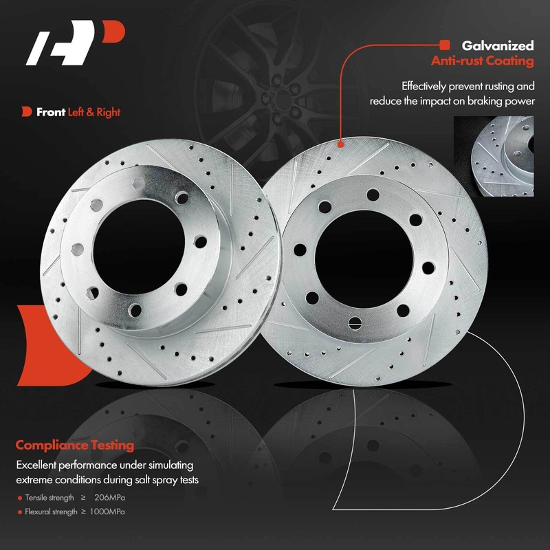 A-Premium Front Drilled Rotors &Ceramic Brake Pads for Ford F-250 F-350 Super gallery