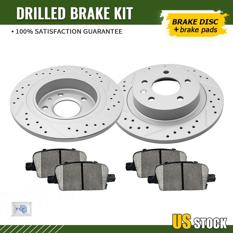 Rear Drilled Disc Rotors & Ceramic Brake Pads for 2016 – 2022 Chevrolet Malibu