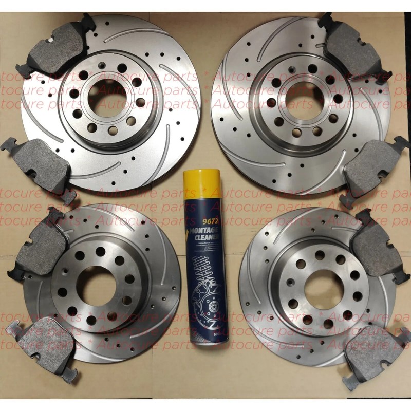 FOR MINI COOPER D R56 06-14 DRILLED/GROOVED FRONT & REAR DISCS & PADS + SENSORS