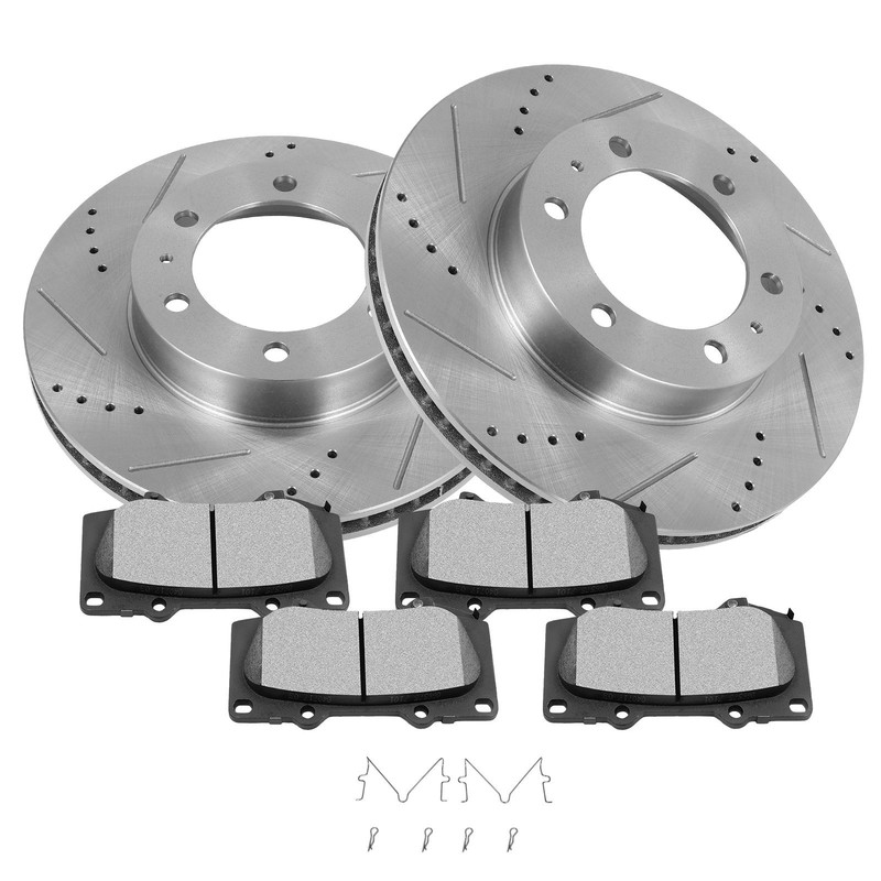 6X For Toyota Fj Cruiser 4Runner Tacoma Front Slotted Brake Rotors Ceramic Pads