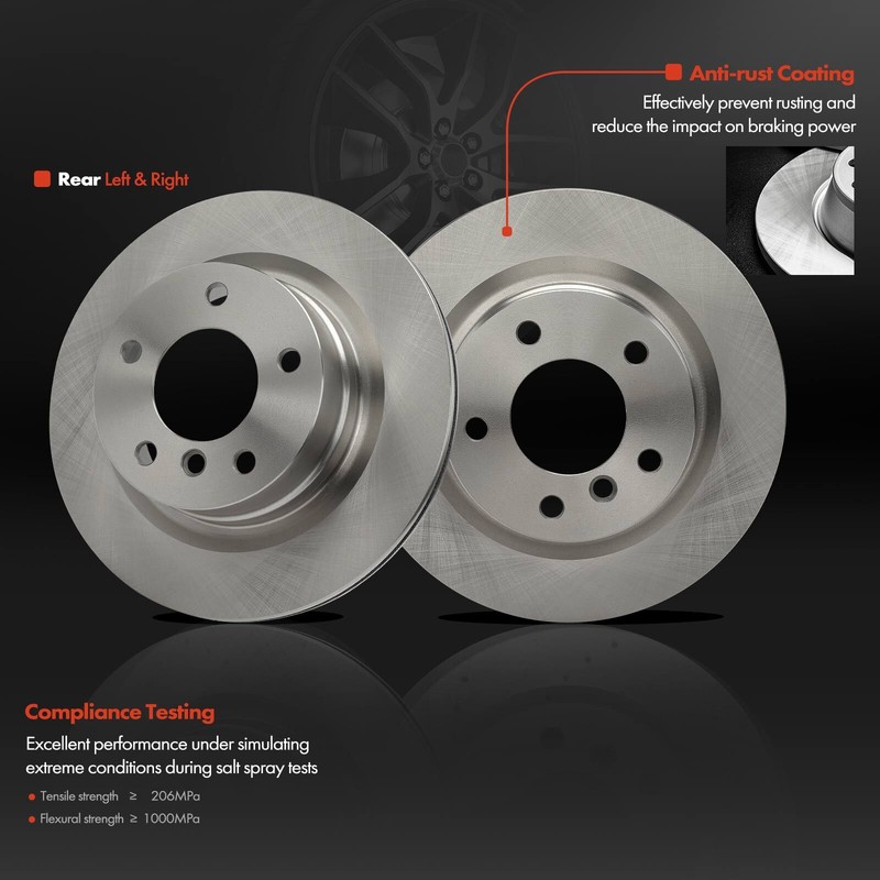 6Pcs Rear Disc Brake Rotor & Ceramic Brake Pad for BMW 128i 2008-2013 1310161300 gallery
