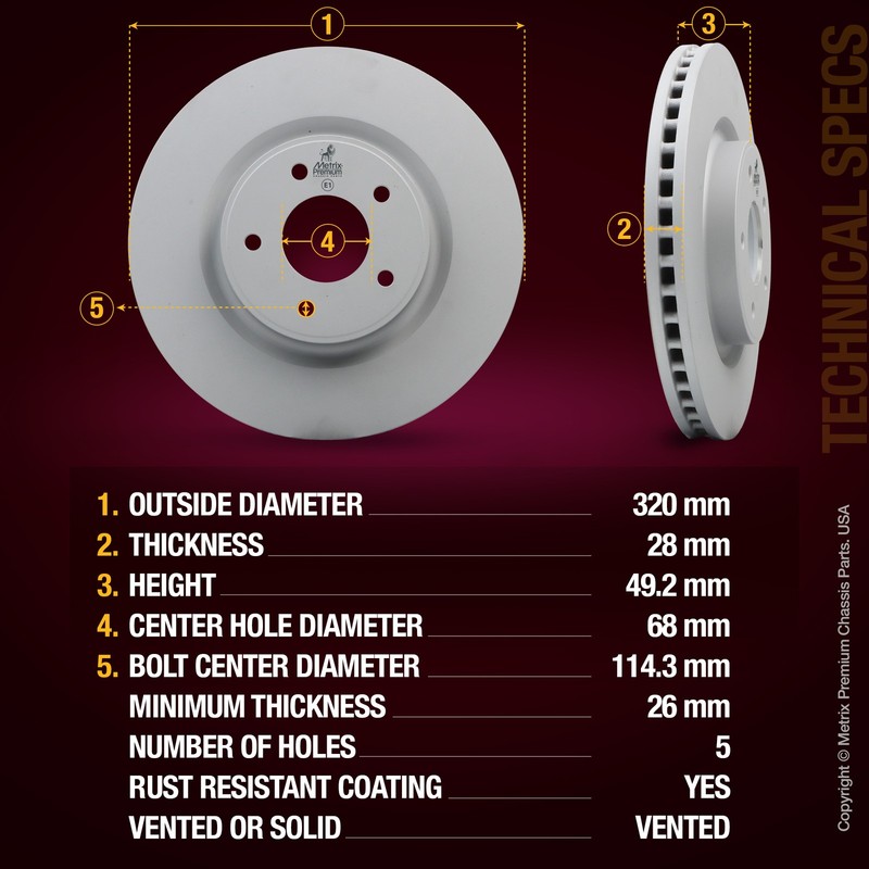 Front Disc Brake Rotor For INFINITI JX35 14-24 Q50 Q60 15-24 Nissan Murano 2PC gallery