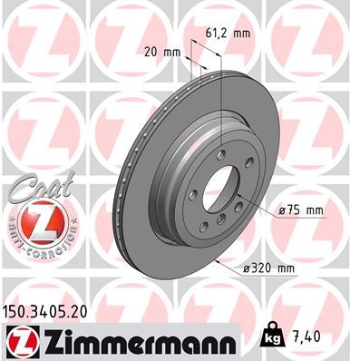 Zimmermann 150.3405.20 Brake Disc for BMW, BMW (Brilliance) gallery