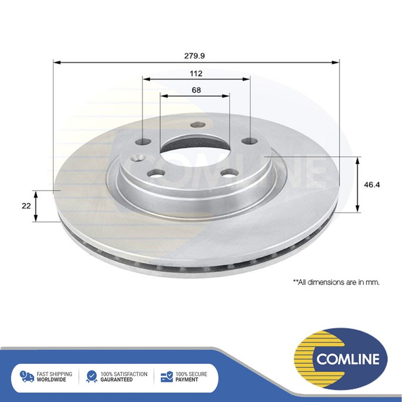 Fits Audi A4 1995-2008 VW Passat 1996-2010 Brake Disc Front Comline #1