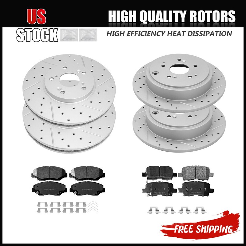 Front And Rear Disc Rotors Ceramic Brake Pads for 2003 – 2007 2008 Honda Pilot