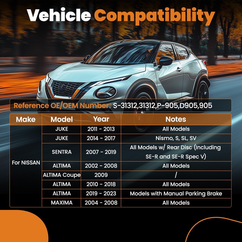Rear Drilled&Slotted Brake Rotor+Ceramic Brake Pads for Nissan Juke 2011-2017 gallery