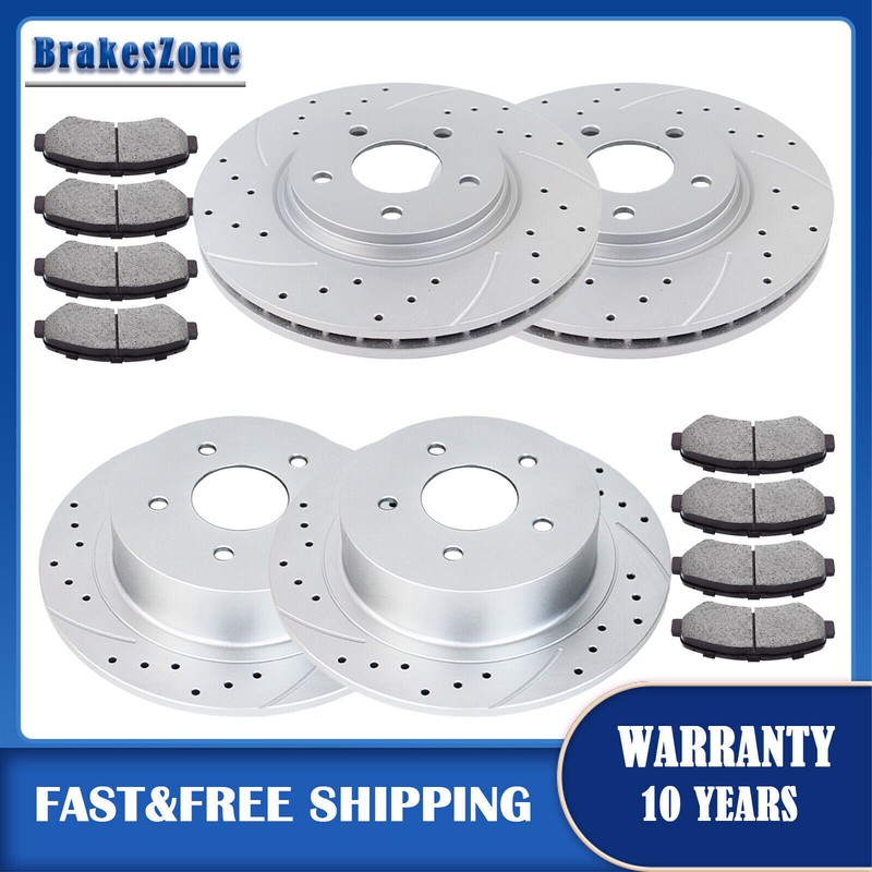 Front and Rear Brake Rotors Pads for Chevrolet Malibu 2006-12 Drilled Slotted