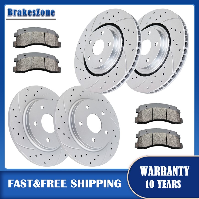 ​Front and Rear Brake Rotors Pads for Chrysler Town & Country Drilled Slotted