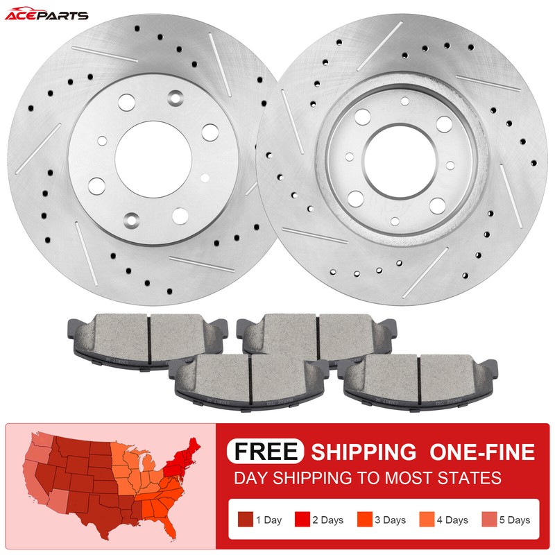 FRONT DRILL SLOT BRAKE ROTORS & CERAMIC PADS FOR HONDA CIVIC CRX DEL SOL